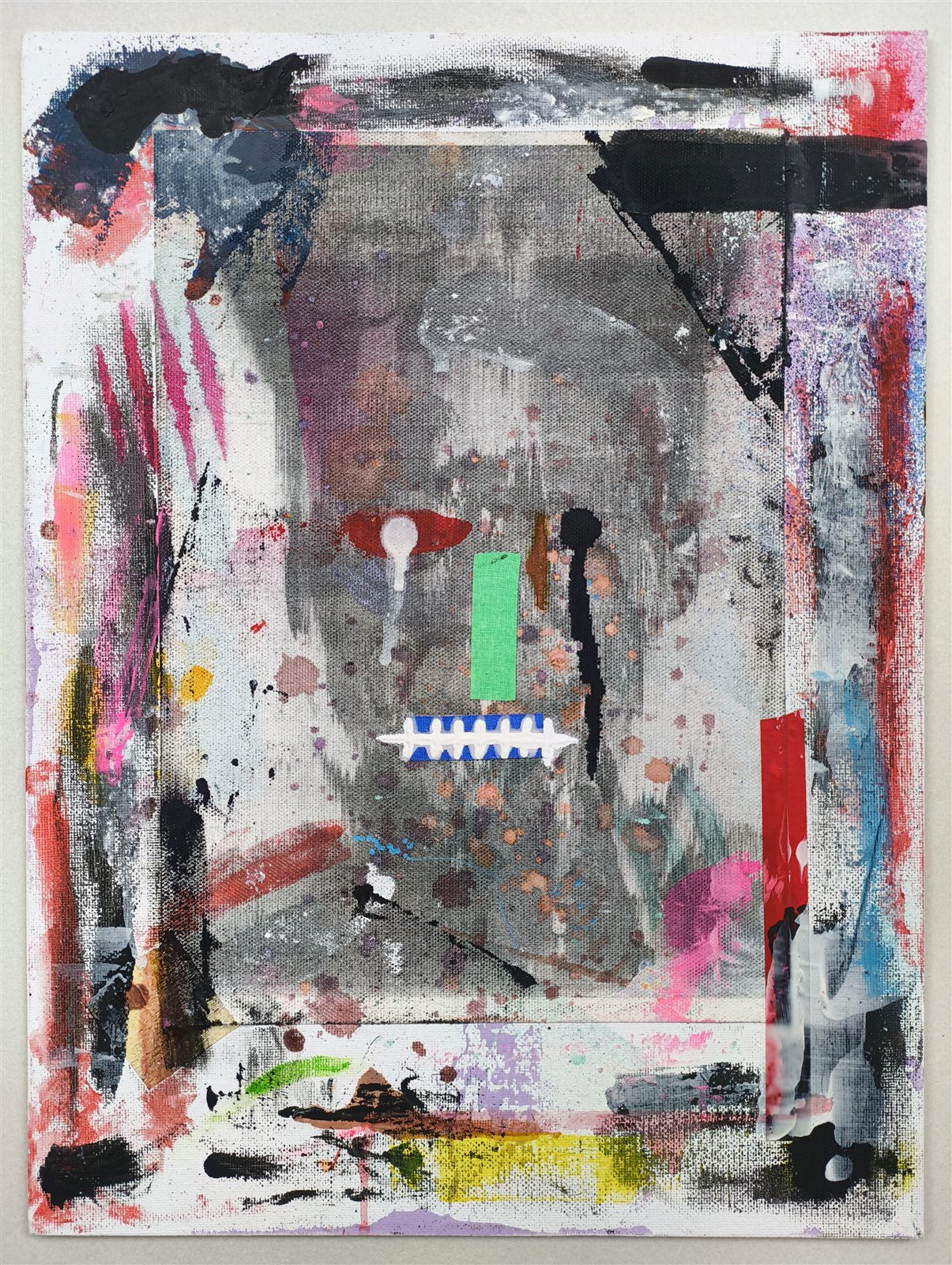 Dom Barra — PRƏTTY_F∆CƏ-10, 2026 · mixed media on canvas board, 30 × 40 cm